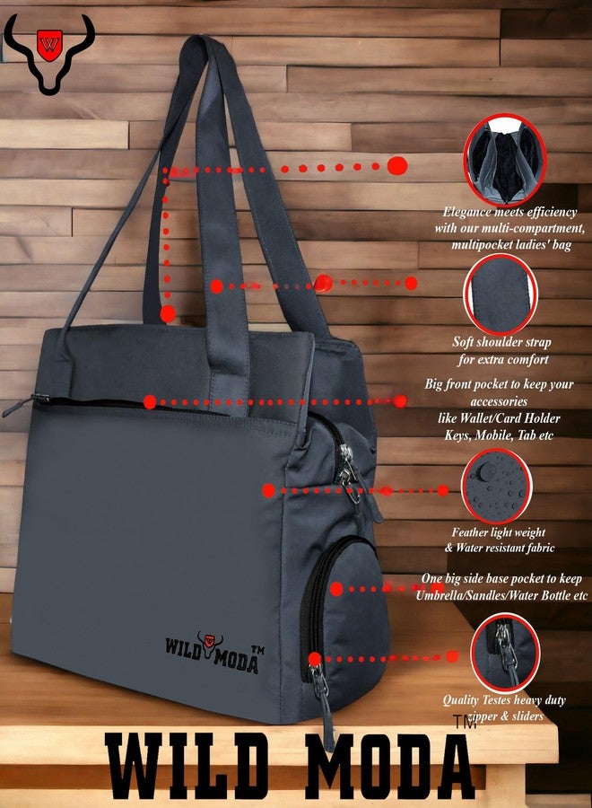 WILD MODA Women's Shoulder Bag, Set of 1 Grey & Black - Image 5